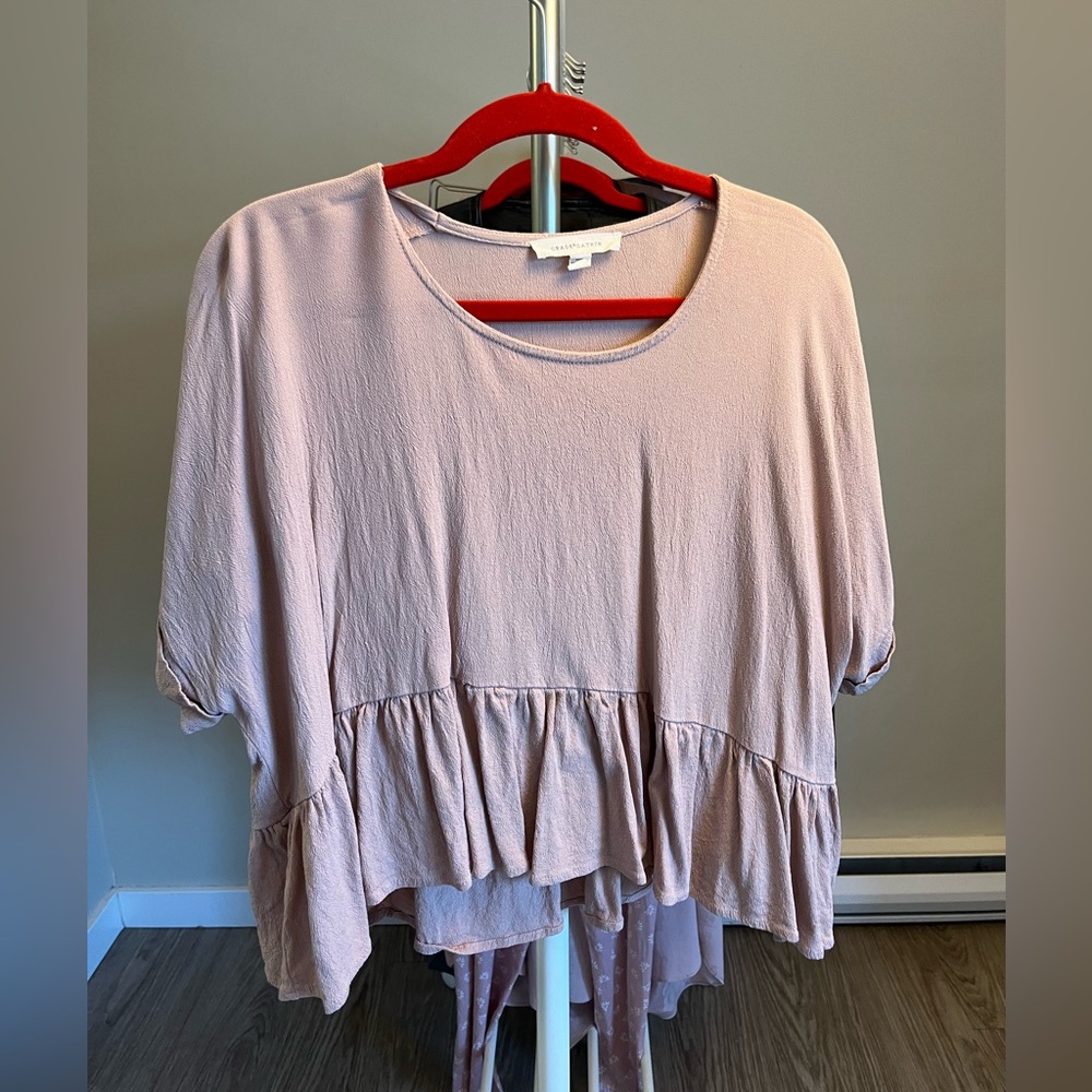 Grade + Gather top (S/M, Dusty pink)